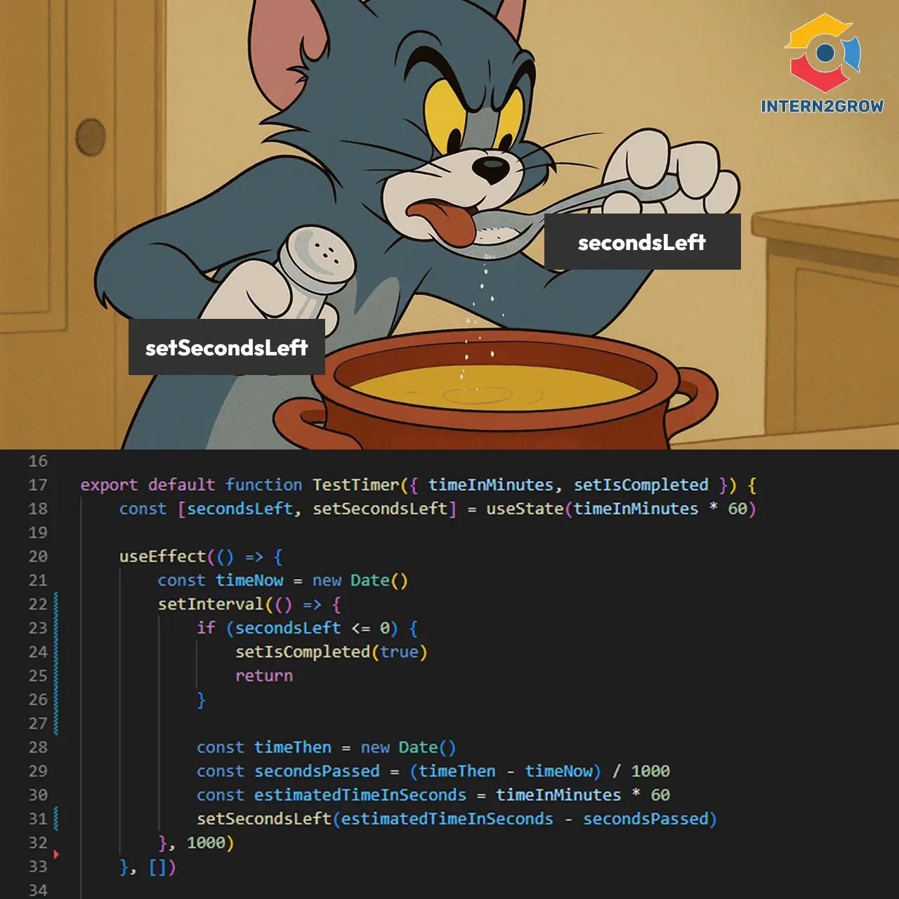 Tom from the Tom & Jerry cartoon keeps tasting soup from his spoon, adding salt to the pot, and expecting the spoonful to change.